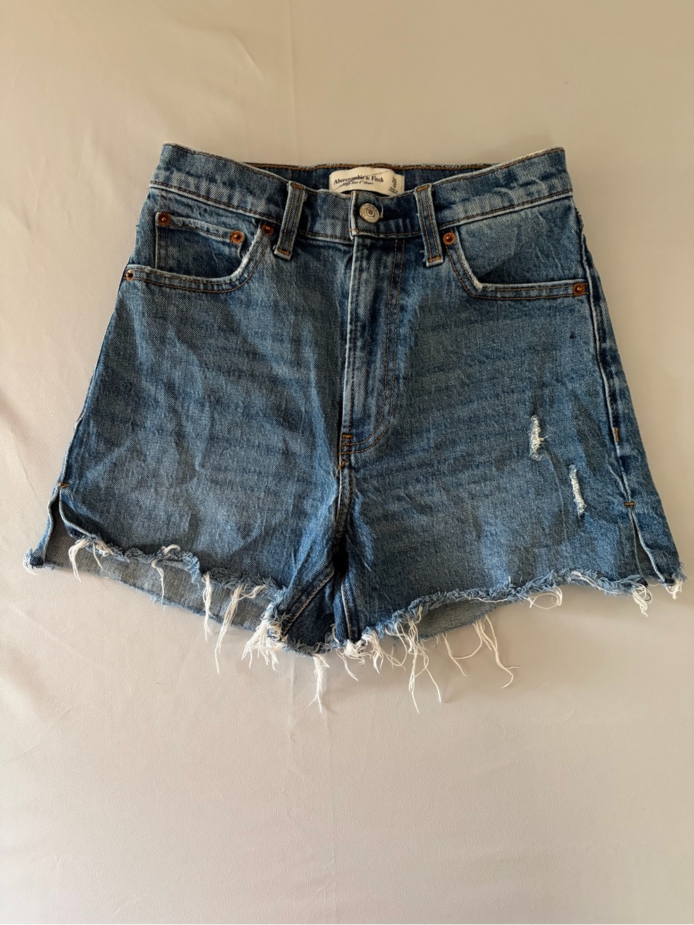 Abercrombie & Fitch Distressed Dark Blue Denim Shorts
